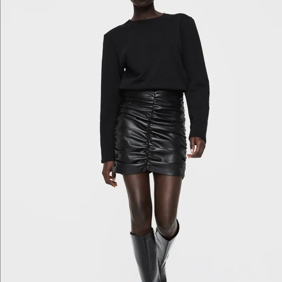 ZARA Draped Faux Leather Skirt - Picture 5 of 6